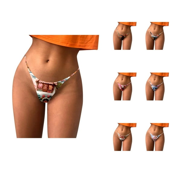 Women's Soft Christmas Print Breathable Panties Thong Panties Woman Cotton Underwear