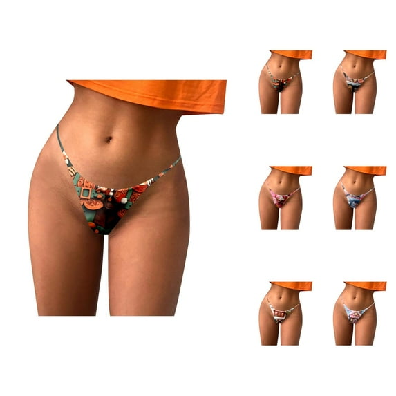 Women's Soft Christmas Print Breathable Panties Thong Panties Women Cotton Underwear