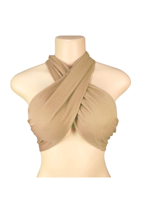 Women's Sexy Criss Cross Halter Sleeveless Wrap Front Backless Cami Crop Top Clubbing