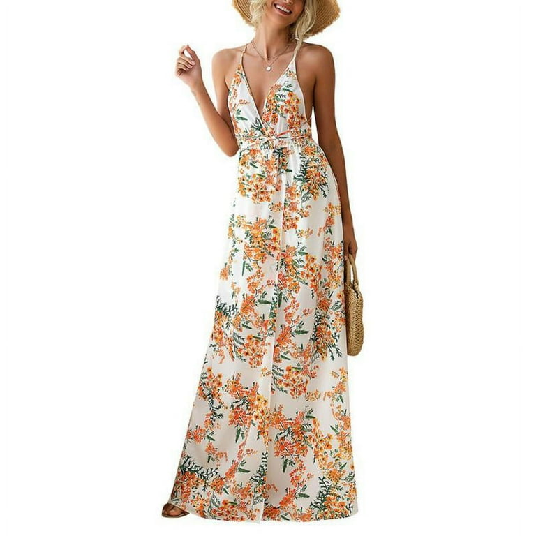 Sexy Floral Cross Straps V Neck Printed Dress Dresses Sexy Floral Cross Straps V Neck Printed Dress Dresses