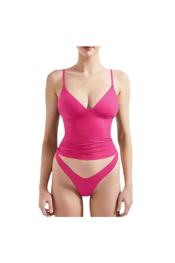 Women's Sexy Deep V-Neck Sleeveless Fitted Tank Top – Y2K Basic Cami Top