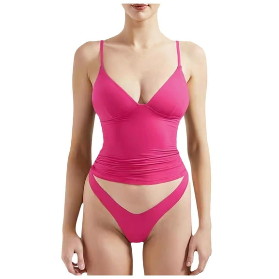 Women's Sexy Deep V Neck Sleeveless Tank Top - Double Layered, Stretchy Polyester-Elastane, Adjustable Straps - XS-XL, Club/Night Out