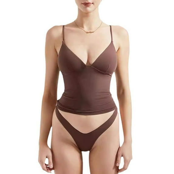 Women's Sexy Deep V Neck Sleeveless Tank Top - Double Layered, Stretchy Polyester-Elastane, Adjustable Straps - XS-XL, Club/Night Out