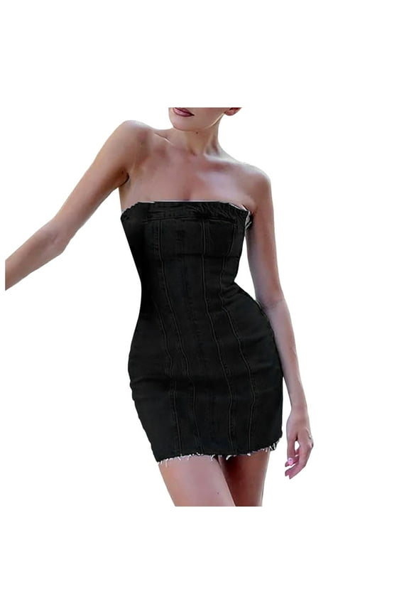 Women's Sexy Denim Tube Mini Dress - Backless Bodycon - Summer Streetwear - XS-XL Sizes