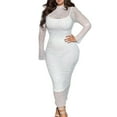 thumbnail image 1 of Women's Sexy Elegant Lace Long Sleeve Bodycon Dress Sheer Mesh Party Evening Maxi Gown Slim Fit Formal Casual, 1 of 2