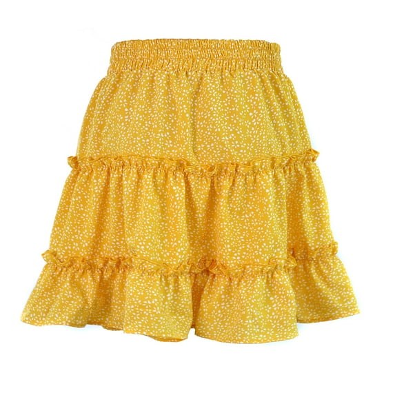 Women's Sexy Fashion High Waist Frills Skirt Broken Flower Half-Length Skirt Printed Beach A Short Mini Skirts
