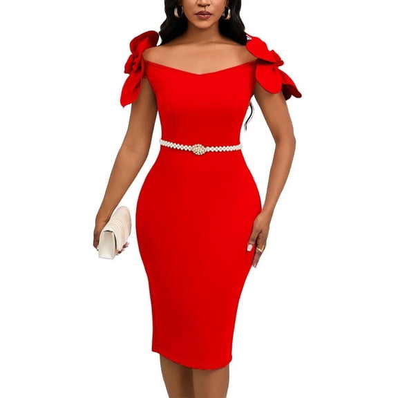 Women's Sexy Fashion Temperament Three-Dimensional Flowers Elegant Evening Dress