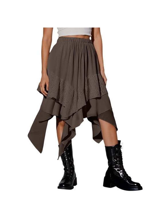 Women's Sexy Fringe Lace-Up Skirt - Polyester/Spandex, S-XXL Sizes, 53-57cm Length, for Carnival and Night Out