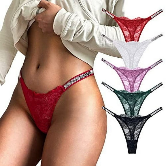 Women's Sexy G-String Thongs Cotton Panties T Back Underpants 5Pack Hipster