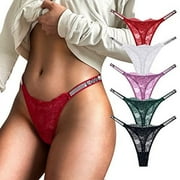 Women's Sexy G-String Thongs Cotton Panties T Back Underpants 5Pack Hipster