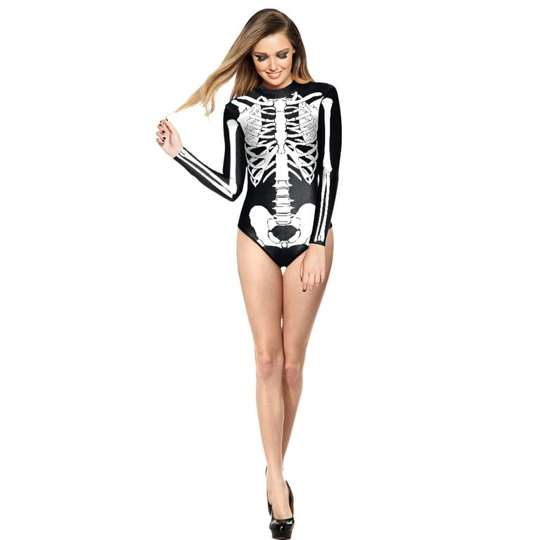 Sexy Skeleton 1 Piece Costume - Black