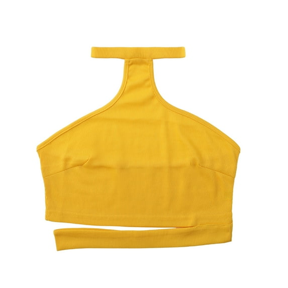 Women's Sexy Halter Neck Seamless Backless Sleeveless Going Out Trendy Crop Tank Tops