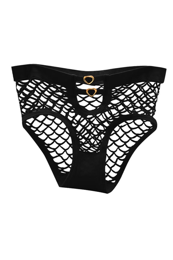 Women's Sexy Hollow Mesh Transparent Low Waist Pants - Polyester-Cotton Blend - L-XL