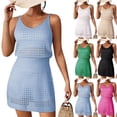 thumbnail image 1 of Women's Sexy Hollow Out Knitted Camisole Dress Tank Dresses Beach Dress, 1 of 3