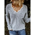 thumbnail image 1 of Women's Sexy Knitted Long Sleeve Cotton Tops Tee Streetwear Shirts, 1 of 1