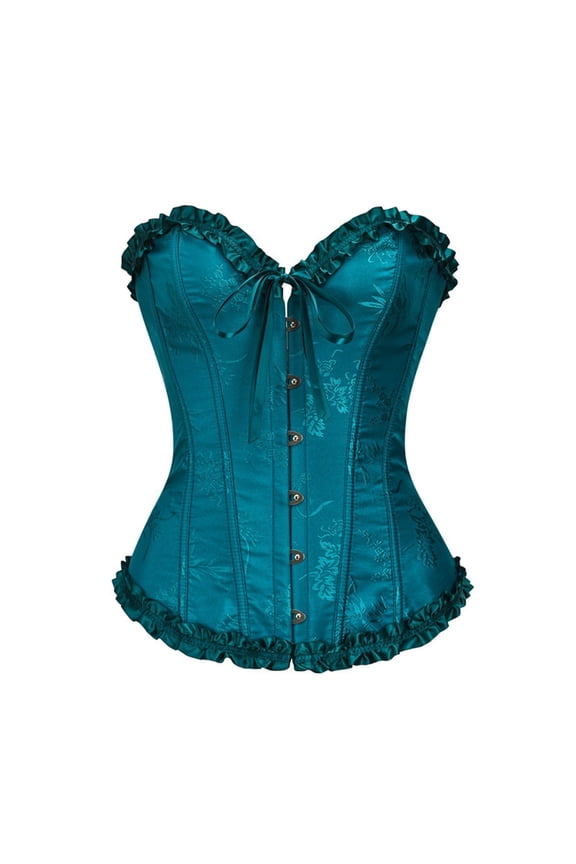 Women's Sexy Lace Bodice Waist Corset Solid Color Shapewear,Color:Blue