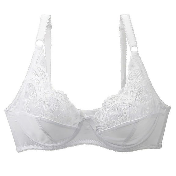 Women's Lace Bra Cute Push Up Strappy Embroidered Mesh Sheer Underwire Unlined Everyday Bras Lingerie (3XL, White)