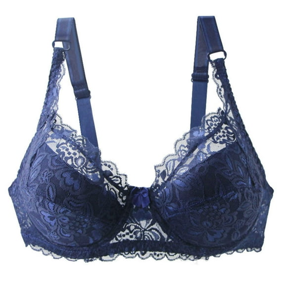 Women's Lace Bra Sheer Balconette Underwire Unlined Everyday Bras Lingerie Push Up Plus Size Bras with Adjustable Shoulder Strap Large Size