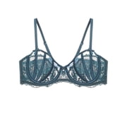 Womens Sexy Lace Bra Underwire Balconette Unlined Demi Sheer Plus Size Green,34C