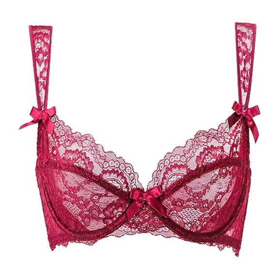 Women's Sexy Lace Bra Unlined Underwire Lace Embroidered Non Padded Ultra Thin Bra