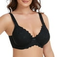thumbnail image 1 of Women's Sexy Lace Embroidered Bras Full Coverage Unlined Underwire Plus Size Bra 34DD, 1 of 9