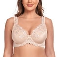 thumbnail image 1 of Women's Sexy Lace Embroidered Bras Full Coverage Unlined Underwire Plus Size Bra 34DD, 1 of 7