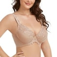 thumbnail image 1 of Women's Sexy Lace Embroidered Bras Full Coverage Unlined Underwire Plus Size Bra 38DD, 1 of 9