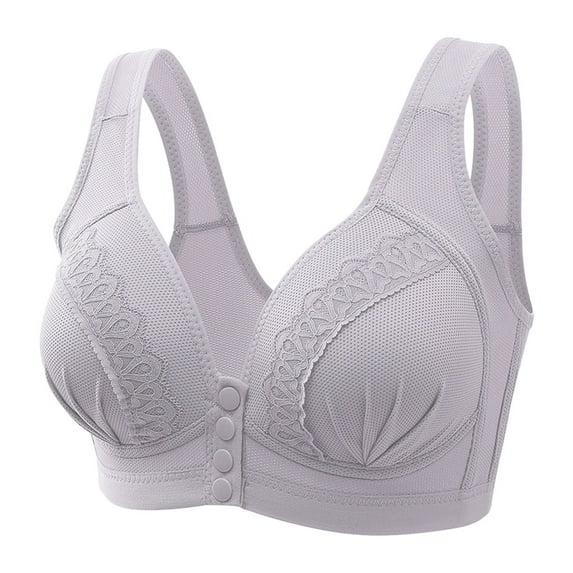 Women's Sexy Lace Front Button Underwire Bra - Nylon/Spandex, Supportive, 36B-46C Cups, US/EU Sizes 36-46