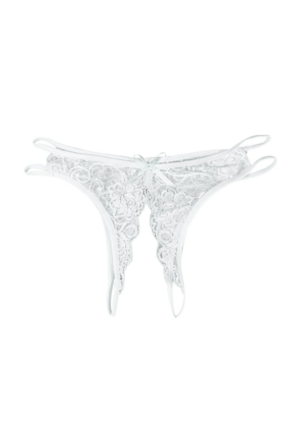 Women's Sexy Lace G-Strings Thongs Underpants Open Gusset Panties Low Waist Briefs Erotic Underwear Fashion (One Size)