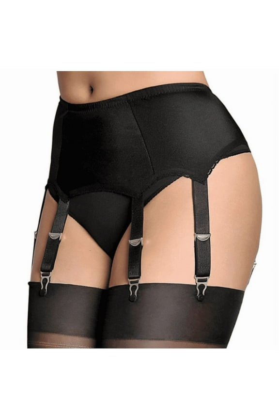 Women's Sexy Lace Garter Belt with 6 Straps Metal Clip Suspender for Thigh High Stockings