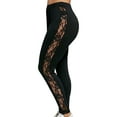 thumbnail image 1 of Women's Sexy Lace Hollow Leggings Plus Size Sheer Mesh Floral Pants Lace Splice Stretch Skinny Tights, 1 of 6