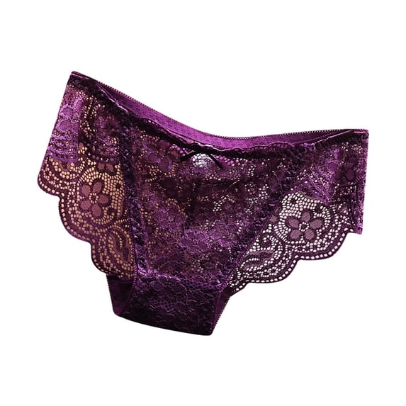 Women's Sexy Lace Low Waist Panties - Lifting Cotton Crotch, M-L Sizes with Waist/Length - Pure Desire Style Underwear