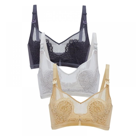 Women's Sexy Lace Nursing Bra Non Padded Underwire Unlined Bra Full Coverage Plus Size Lace Bralette