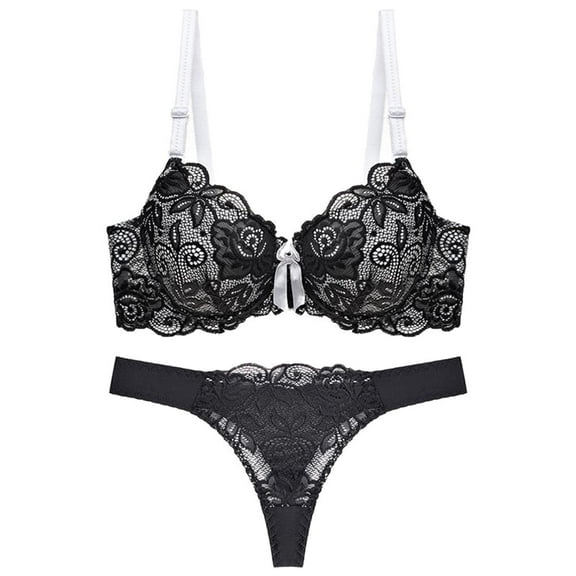 Women's Sexy Lace Push Up Bra Set Comfortable Thin Cup Supportive Underwear T-Shirt Bra Elegant Design