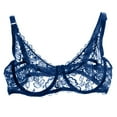 thumbnail image 1 of Women's Sexy Lace Push Up Plus Size Bra Sheer Balconette Underwire Unlined Navy 38, 1 of 5
