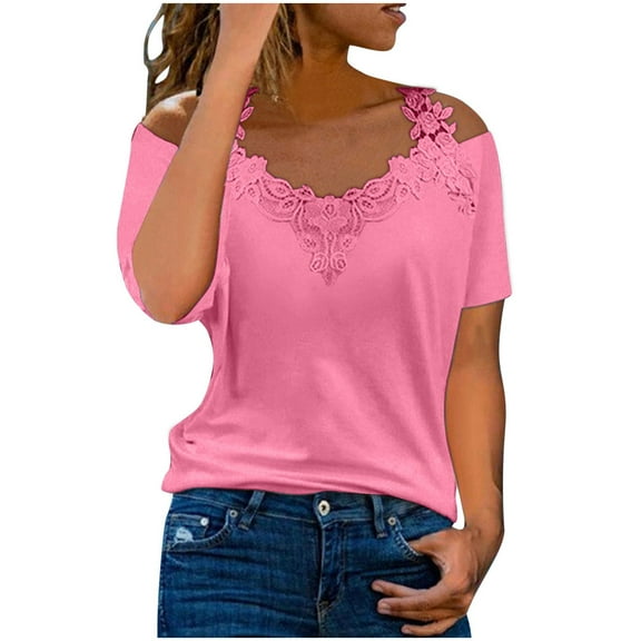 Women's Sexy Lace T-Shirt Casual Short Sleeve Blouse Comfortable Stylish Feminine Top for Everyday Wear