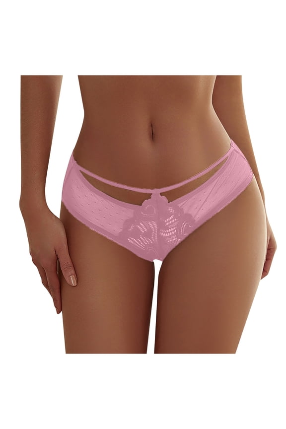 Women's Sexy Lace Translucent Polka Point Comfortable Breathable Low Waist Lift Triangle Briefs