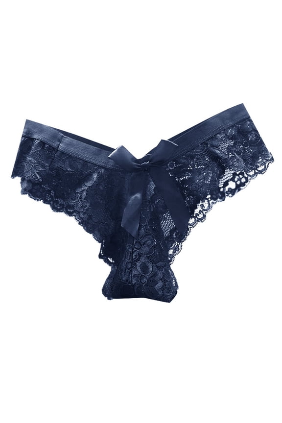 Women's Sexy Lace Transparent Low Waisted Thong Seamless Thin Mesh Bow Japanese Seductive Underwear