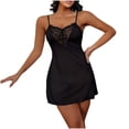 thumbnail image 1 of Women's Sexy Lace Trim Chemise Lingerie Sets Panties 2 Piece Sleepwear Outfits V Neck Babydoll Soft Nightdress, 1 of 6