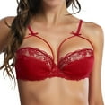 thumbnail image 1 of Women's Sexy Lace Underwire Bra Push Up French Demi Cup Lightly Padded T-Shirt Bra for Everyday Wear Comfortable Support, 1 of 2