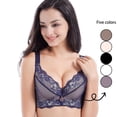 thumbnail image 1 of Women's Sexy Lace Underwire Bra Thin Cup Push Up Lingerie, Breathable Mesh Gathering Support Bras for Women, Cute Back Closure Lightly Lined Bralette, 1 of 3