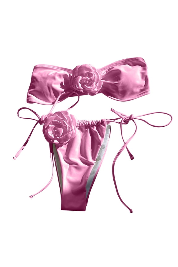 Women's Sexy Lace-Up Backless Bikini Set - High Cut Two Piece Swimsuit, Polyester Fabric for Beach/Vacation