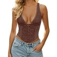 thumbnail image 1 of Women's Sexy Lace V-Neck Tank Top - Sleeveless Backless Corset Crop Top for Club Outings, 1 of 4