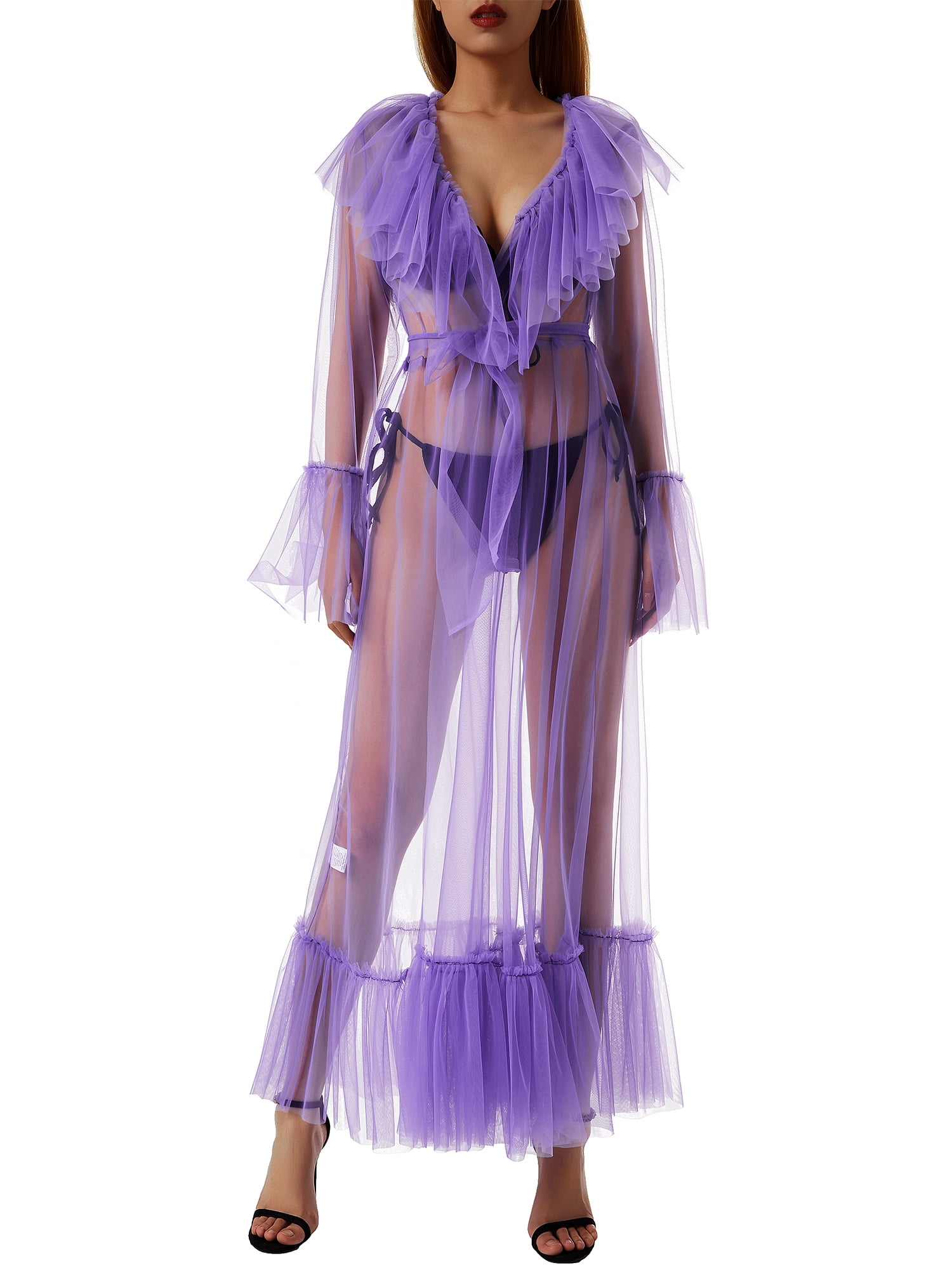 Queen Purple Robe Perspective Sheer Sleepwear with Fur - China Nightgown  and Sexy Nightgown price
