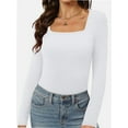 thumbnail image 1 of Women's Sexy Long Sleeve Shirts Square Neck Going Out Tops Basic Fall Fashion Slim Fit T Shirts Blouses, 1 of 4