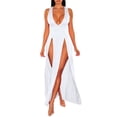thumbnail image 1 of Women's Sexy Long Summer Dress Deep V Neck Nightclub Party Evening Gown Elegant Slit Casual Outfit, 1 of 2