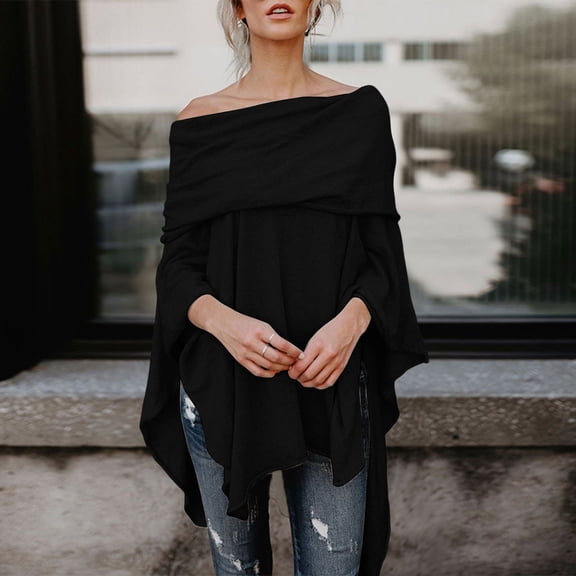 Women's Sexy Loose Shawl Irregular Hem Off The Shoulder Solid Color Blouse Women Head Scarf Shawl Women Wraps And Shawls And Capes for Women Scarf Wrap Shawl Hooded Cloaks for Women Cover up for