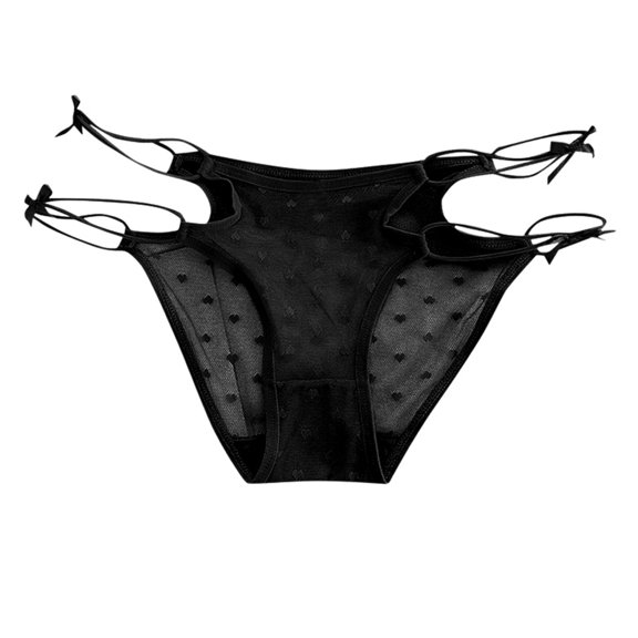 Women's Sexy Mesh Transparent Low Waist Panties - Thin Bow Knot Design, One Size 58-90cm Waist, 22g Lightweight - Daily/Sexy Use