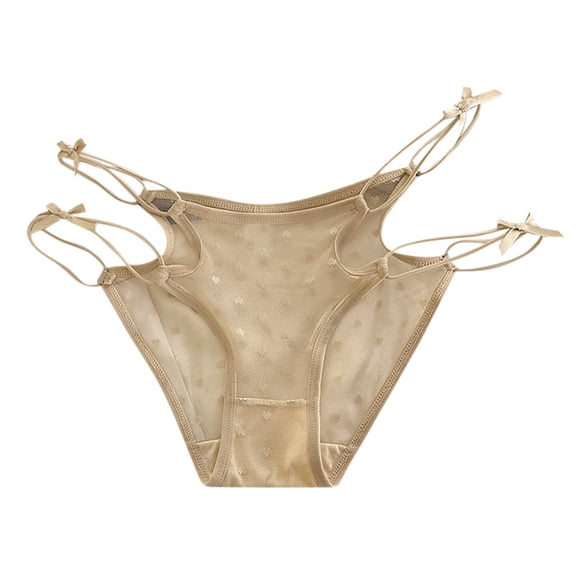 Women's Sexy Mesh Transparent Low Waist Panties - Thin Bow Knot Design, One Size 58-90cm Waist, 22g Lightweight - Daily/Sexy Use