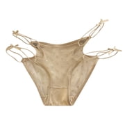 Womens Sexy Mesh Transparent Low Waist Panties - Thin Bow Knot Design, One Size 58-90cm Waist, 22g Lightweight - Daily/Sexy Use